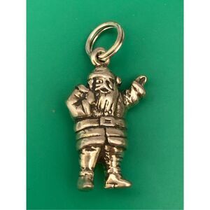 Santa Waving with Toy Bag Sterling Silver Jewelry Charm #Christmas #vintage